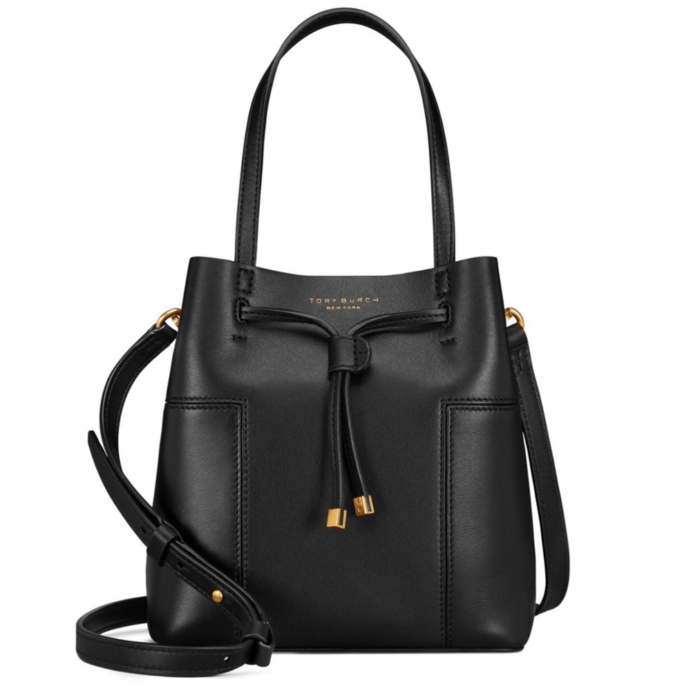 Tory Burch Black Block T Small Bucket Bag EUC - Picture 4 of 14